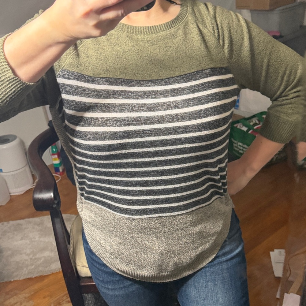 Maurices Olive and Charcoal Knit Top